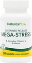 Natures Plus Mega Complex, 持续释放 - 30 蔬菜片 - B Complex, 维生素C 补充品, 芝麻酒和草药 - Gluten-free - 30 services