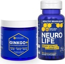 自然结扎(Natural stacks Ginkgo Biloba) + 神经生命补充包 - 支持精神性能和大脑长寿* - 120 总盖