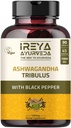 Ashwagandha Capsules 有机1000mg(90 Capsules) 与Tribulus Terrestris、Shatavari 和 黑椒有机成份一起制造