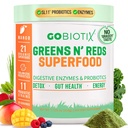 GOBIOTIX 超级绿与红粉 - 红与绿色超级食品 - Probiotic 补充品 - 消化酶和甜菜根粉 - 有机全食 补充品 (芒果, 1 Pack)