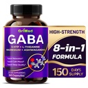 GriMed GABA 16,280mg - X15 功率 5-HTP,L-Theanine,镁,Ashwagandha - 放松和恢复,支持睡眠井 - 在美国制造(150个计数(一包))