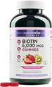 NatureWise Biotin Gummys - 支持健康头发,皮肤和坚固的钉子 - 维生素B7 5000mcg - 自然美人 - 草莓-基维 Flavor - Vegan, Non-GMO, Gluten Free - 180 Count [90日供应]