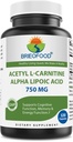 Brieofood Acetyl L-Carnitine Alpha Lipoic酸(ALA ALC) 750 mg 120 Capsules
