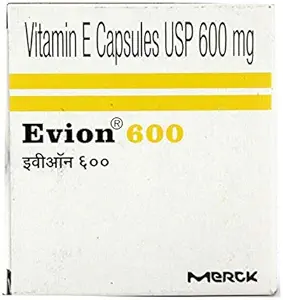 50 Evion 600mg Capsules Vitamin E for Glowing Face, Strong Hair, Acne, Nails, Glowing Skin 400mg, Control Hair Lossess (英语:Control Hair Lossess) (美国英语).