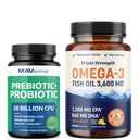 Omega 3 鱼油和亲生乳胶 3 三强 EPA和DHA Omega 3 Burpless Softgels Plus Probiotic和亲生乳胶 支持古特保健和免疫性乳胶 6-60