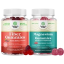 Fiber Gummys套装 - Chicory 根部补充剂,为Gut & 消化健康及镁 Gummys提供先生支持 - 放松镁 Citrate - Raspberry Flawared for Body & Mind Relaxation