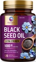 黑籽油1000mg - Premium Extra Strige Nigella Sativa 黑籽油 - 黑籽油皮,消化健康与免疫支持 - 非GMO抗氧化剂,Gluten免费补充 - 120软胶
