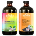 Serene Herbs Soursop Bitters Liquid & Black Seed Bundle – 有机草药Guanabana 用于消化支持和免疫健康 – Vegan, Non-GMO – 32 oz (16 oz Each), 32 服务