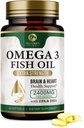 Omega 3 鱼油药 2400mg - 三重力量 Omega 3 鱼油补充剂 - 大脑和心脏健康支持的最佳EPA & DHA脂肪酸,自然Omega3 补充剂 30日供应 - 60 Softgels