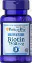 清教徒的骄傲Biotin 7500 mcg,健康头发支持,100 伯爵,100 伯爵(一包)