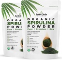 土圈有机物 Spirulina Powder, Kosher, Raw and 非辐照 |纯 Vegan蛋白 | Premium Energy Superfood, 高于氨基酸和抗氧化剂 - (8oz - 2Pack)