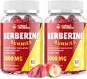 2000mg Berberine Supplement Gummys - 配有锡兰肉桂糖,图尔美,镁,铬 - 无糖,Vegan,Non-GMO,Gluten-Free - Peach Flavor 60 Gummys - 2 Pack