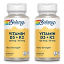 SOLARAY 维生素D3 + K2, 用于钙吸收和支持健康心血管系统及动脉, 非GMO 和 No Soy的维生素