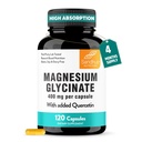 桑德胡的"甘油镁"400mg Capsules 配有 Quercetin 质量睡眠,放松,肌肉健康与免疫支持 120 Counter (Pack of 1) 女性和男性容易吞咽