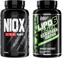 Nitrex 研究 NIOX Extreme Pumpsc 和 Lipo6 解毒和清洁剂 - NO3-T Arginine Nitrate 补充维生素 C 和 AstraGin - Colon Cleanser 和 解毒剂 男女