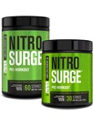 Jacked Factory NITROSURGE 工作前补充 - 无尽能量,即时强力增益,清晰聚焦,强度泵 - NO 助推器和动力 工作前能源粉 - 90 服务,北极白