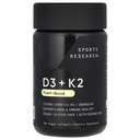 体育研究 配有K2软胶的维生素D3 - 工厂基于K2 & Vegan D3 5000iu配有椰子MCT Oil - Vegan认证,Soy & Gluten Free - 120 Counter