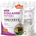 VEV 多Collagen Peptides Powder, 16 oz(41 services) – I型, II型, III型, V型, X型, 水解Collagen, Hyaluronic Acid Power, Biotin, 维生素C, 支持皮肤, 不受欢迎, 易溶