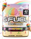 G Fuel Rainbow Sherbet Energy Drinking Powder, Pre Workout Cafeine Mix for Gaming, 免糖聚焦氨基,维生素+抗氧化剂, 9.9oz (Rainbow Sherbet, 40 services) (英语).