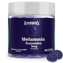Melatonin Gummys, 5mg – 植物型, Vegan Melatonin 5mg 天然睡眠支持与香蜜酒提取, 60 Count, Blueberry Flavor (1-Month Supply)