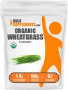 Bulk Assupports.com 有机小麦草粉 - 有机超级绿皮粉 超级食品补充 - Vegan & Gluten Free,每服1.5g,100g (3.5 oz) (Pack of 1)