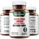 Vegan Labs Apple Cider Vinegar Capsules with The Mother - 180 Vegan Capsules, 1600MG Per service - 100% Natural ACV Pills - 支持健康消化,Keto,体重管理,解毒和免疫系统