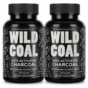 野生食品 活性炭盖 100% 有机椰壳 活性板块 Bloating Relief QQ 实验室测试与非GMO解毒药 QQ 美国 (两瓶 - 120 Capsules)