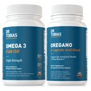Tobias Omega博士 3 鱼油和Oregano & Caprylic酸补充剂,支持心、脑、与Gut Florable Complex & Inwitinal Health for Men和Men