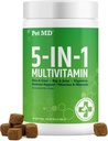 Pet MD 5in1 多维他明 -- -- 30种基本维生素、矿物和营养素,用于皮肤和衣服、Hip & Joint、文摘、Imune & 老年狗维生素 -- -- Glucosamine、Omega 3 6 9和Probiotics -- -- 120克特