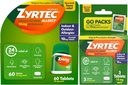 Zyrtec 24小时过敏药片、室内和室外过敏药片,每安非他明药片10毫克Cetirizine HCl, Bundle Pack, 60 cm + 3 cm 旅行药片, 63