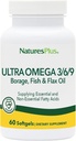 Natures Plus Ultra Omega 3 6 9-1200 mg, 60 Softgels - Borage Oil, Fish Oil, Flax Oil Supplement, Gluten - Free - 60 services