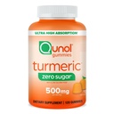 Qunol 零糖图尔米,Gummy 配有500mg Turmeric Curcumin, 联合支持补编, 超高吸收 Tummeric Curcumin, 蔬菜, Gluten Free, 120 Counter