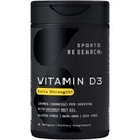 运动研究 维生素 D35000 IU 配有椰子MCT Oil - 高概率维生素 D 辅以Immune & Bone 支持 - 非GMO 验证,Gluten & Soy Free – 125mcg, 30 液态软胶