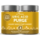 清洗! Uric Acid Flush – 吃喝你想要的东西 – 用 Celery种子提取、Tart Cherry & Chanca Piedra 有效联合支持和主动移动 – 120 Soft Vegan Capsules 解毒和清洁
