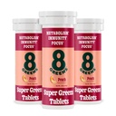 8 Greens Supergreens 片 QQ Super Greens 粉末超级食品片 代谢豁免和焦点 每日绿地 Efferscent 片 有机:Aloe Vera, Spiruina, Chlorella, Peach, 30 service