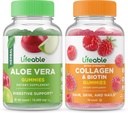 活生生的Aloe Vera + Collagen & Biotin, Gummys Bundle - 大品尝,维生素补充,Gluten Free, GMO Free, Chewable (英语).