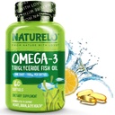 NATURELO Burpless Omega 3 鱼油补充剂 - 1100mg Triglyceride Omega-3, EPA + DHA,液鱼油换心脏,眼,脑,联合健康 - 60 Softgels,2个月供应量