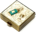 9328 Square 小药盒 组织者 Cream White Brass 女性 旅行 药盒 纯皮箱 每日便携式药品 维生素盒 药剂补充 迷你存储