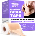 AWD Silicone Scar Speads for Survical Scars - 无缝医疗级 Silicone Scar Tape for C 科, Tummy Tuck Tape - Silicone Skin Patches before Survictory Must Haves (1.6"×60"无缝卷)