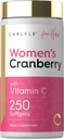 Carlyle Cranberry Pills for Women 250 Softgels 与维生素C和E = Non-GMO 的集中抽取补充,Gluten免费给她