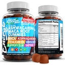 Ashwagandha Maca Root Gummys 配有 Fenugreek Hibiscus Slippery Elm Saffron 提取 & Beta Carotene 的 Peach Flavor Vegan Gummy 维生素 适配体 Cortisol 补充 Energlo 由清洁 Nutra 制作 。
