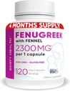 母乳喂养 Fenugreek Capsules With Fennel for Lacting, 2300mg Per Capsule, 120 Counter, Fenugreek Pills Non-GMO, Gluten Fenugreek种子提取补充, Fenogreco Capsulas