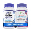 ULTALIFE 男子健康 Duo - 2瓶 - 带有Saw Palmetto & Beta Sitosterol 和 One High Blood 压力补充剂的前列腺支持综合体,配有 Garlic & Hawthorn Berry 男子快速行动盖
