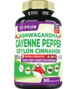 Cayenne Pepper Supposes Capsules, 3个月供应 & Ashwagandha, Ceylon Cinnamon, Grape种子, Quercetin, Moringa, Ginkgo Biloba - 心脏健康, 促进消化性健康 - 90页
