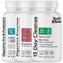 青年与通力 15日 Colon Clean Cleanse 消化酶 与 Pre & Probiocines 用于消化,Belly Bloat, Break Down Food, Gut Health and Regularity, 150 Pills for Women & Men