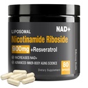 NAD 补充 - NAD+ 与 Nicotinamide Riboside (NR) 和 Resveratrol Quercetin 900mg 纯 NAD 细胞修复健康老化脑功能的有机NAD Plus, 80 Capsules