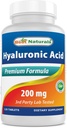 Best Naturals Hyaluronic Acid 200 mg 120 片剂(无GMO,无Gluten) - 推广青春健康皮肤与健康联合功能(120个计数(一包))