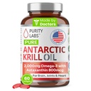 纯净实验室 南极磷酸盐油 2000mg Omega-3 配有Astaxanthin 800mcg 支持记忆-富含Omega 3,脂肪酸,DHA,EPA & Phospolipids - 60软胶