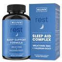 与Melatonin & L-Theanine & L-Theanine & 天然和草药一起为成年人提供WellPath Rest Valerian根睡眠援助