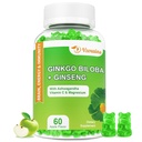 240MG Ginkgo Biloba Gummys配有Ginseng和Magnesium,Ginko Biloba配有Gummys 用于脑聚焦、成人的模样和记忆,60Cts